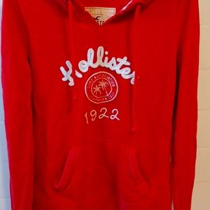 Hollister hooded hoodie medium red